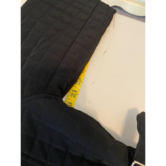 Gallery Quilted Black Jacket 36" Long Coat Belted Waist Medium - Picture 9 of 13